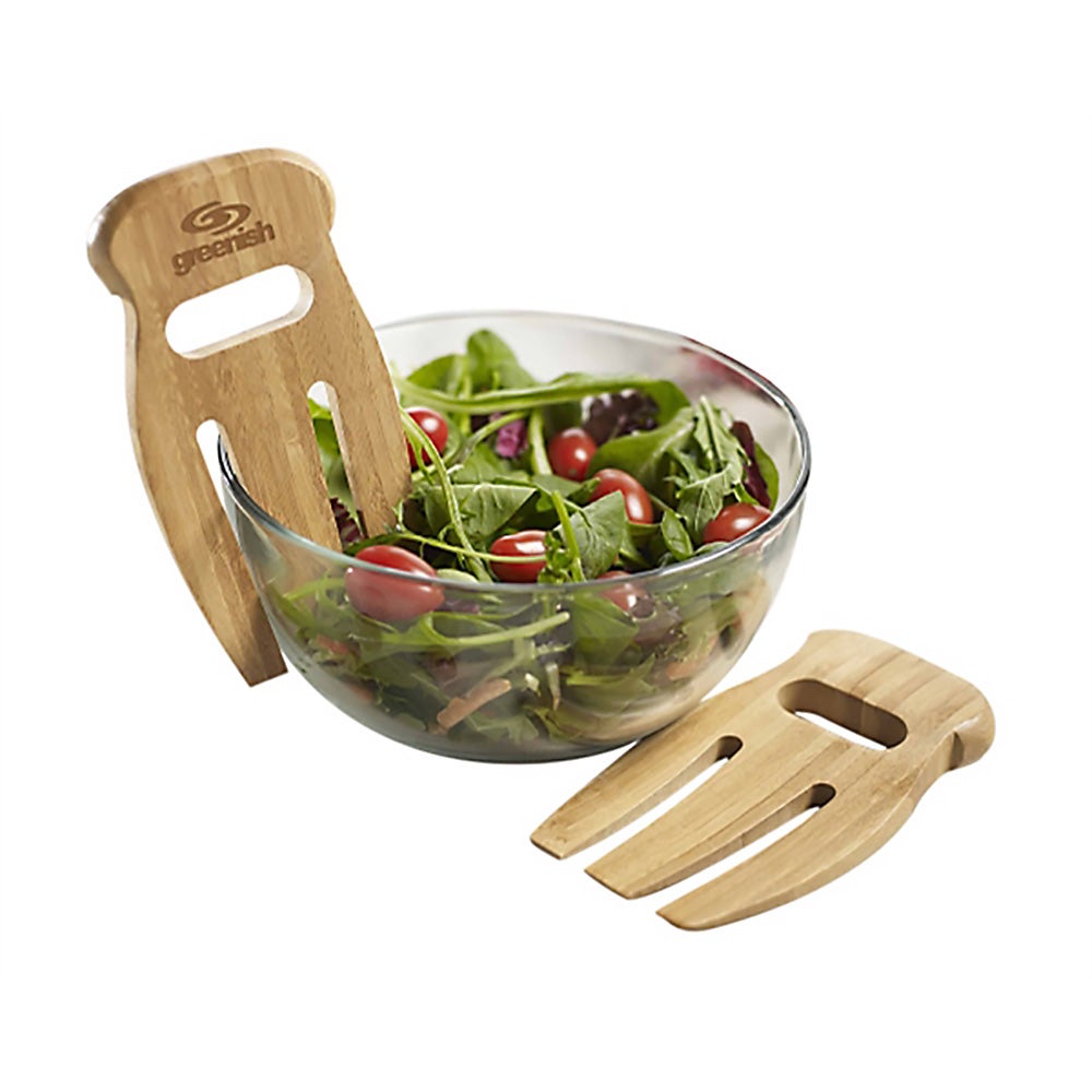 Bamboo Salad Serving Hands Eco Promotional Products